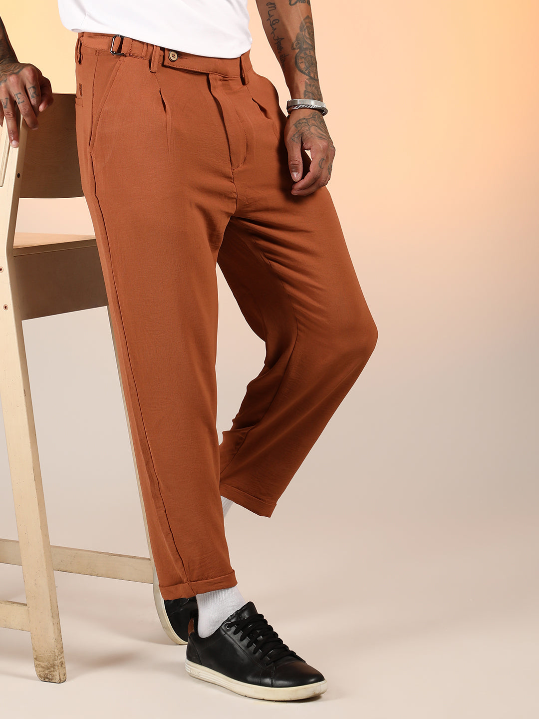 Cuffed Pleated Trousers