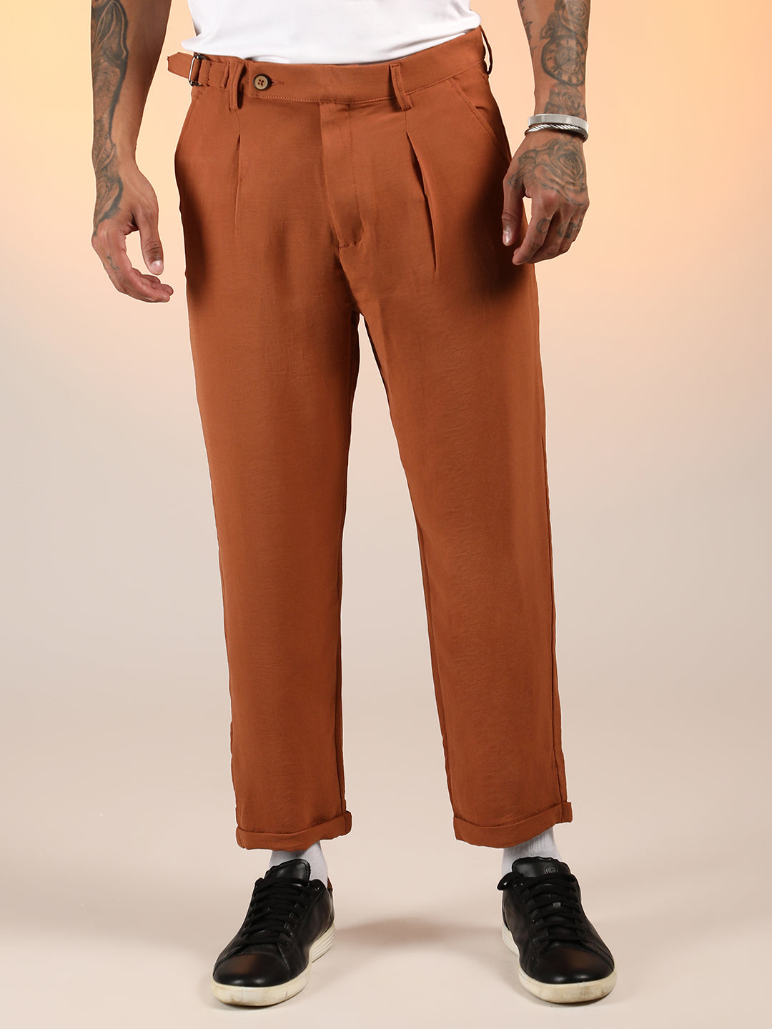 Cuffed Pleated Trousers