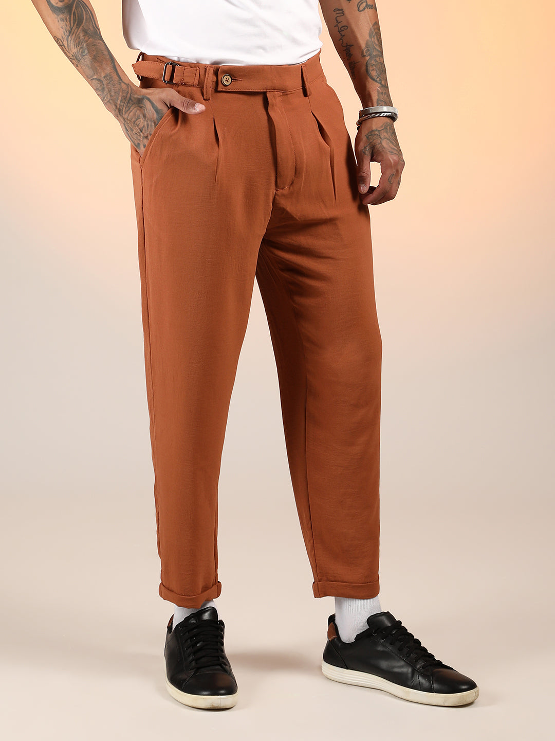 Cuffed Pleated Trousers