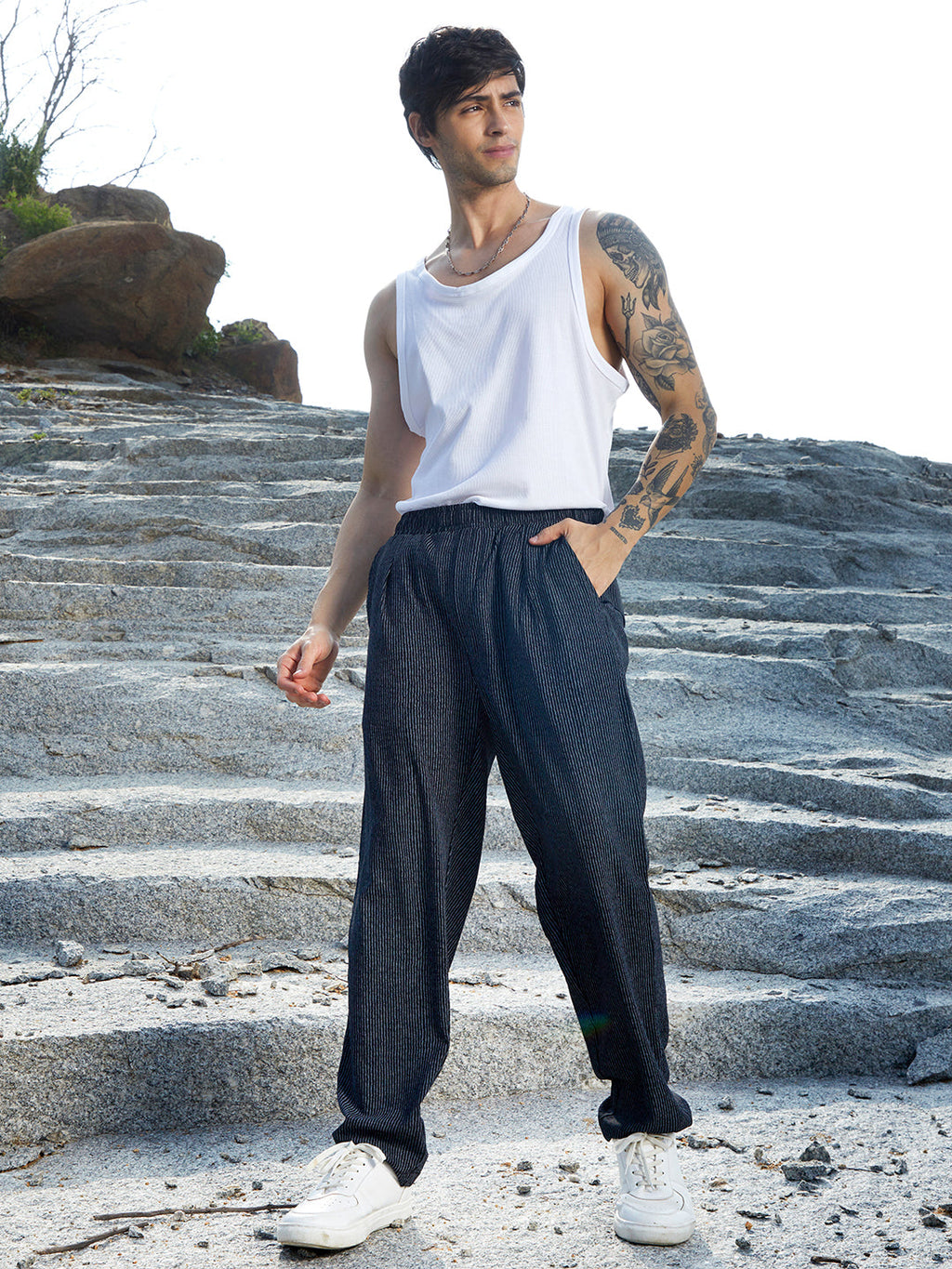 Lightweight - Striped Tailored Trousers