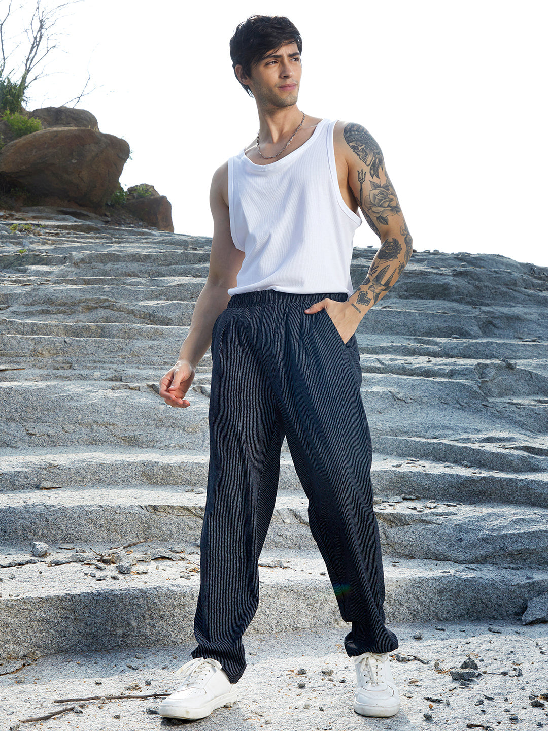 Lightweight - Striped Tailored Trousers