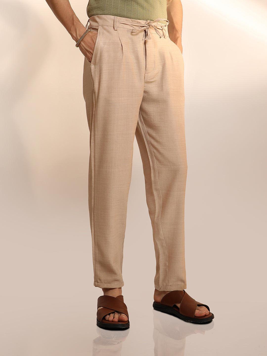 Solid Pleated Trousers