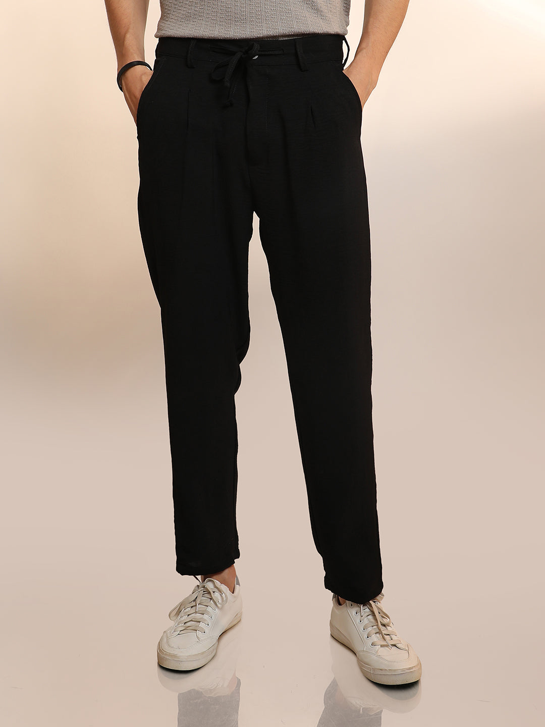 Solid Pleated Trousers