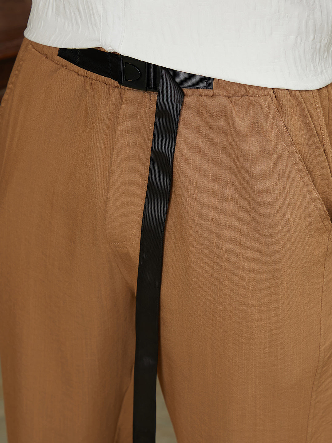 Solid Belted Cargo Pants