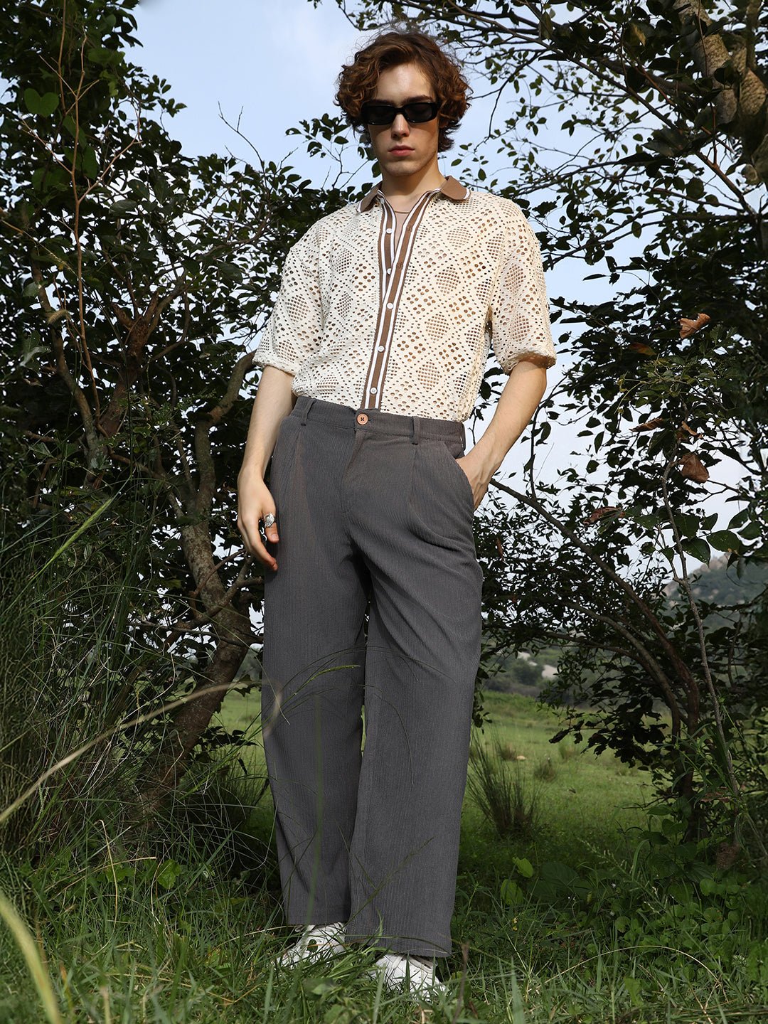 Textured Relaxed Trousers