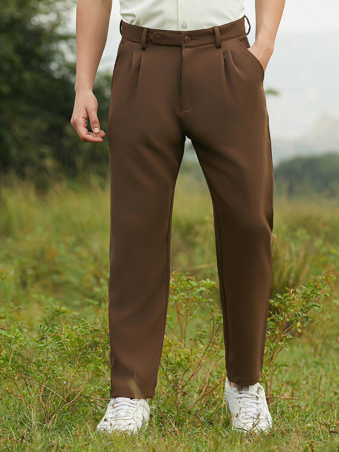 Pleated Suede Trousers