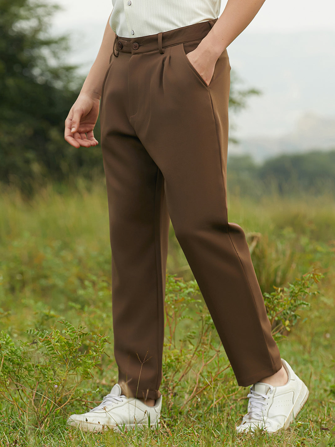 Pleated Suede Trousers