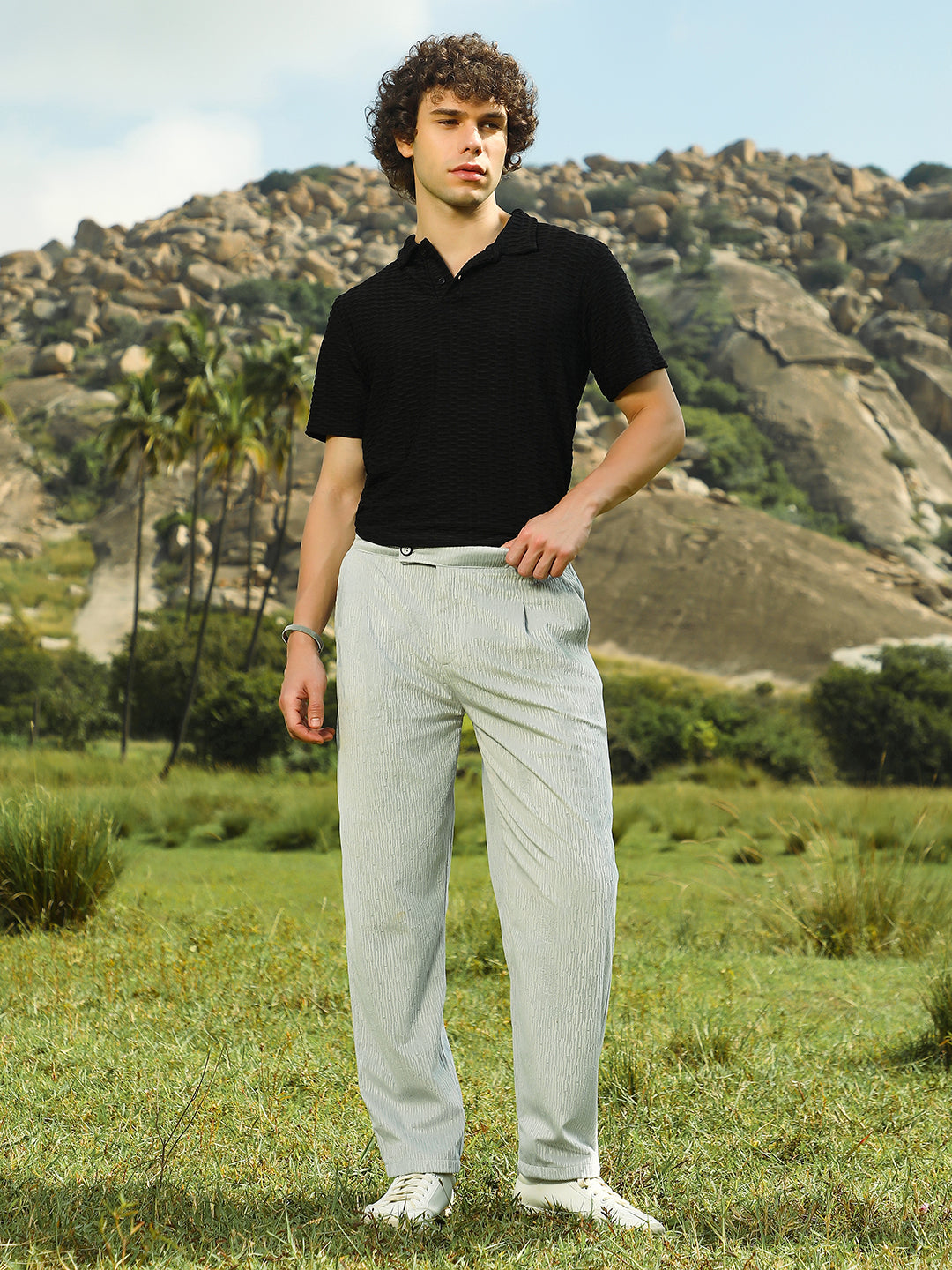 Veined Tailored Trousers