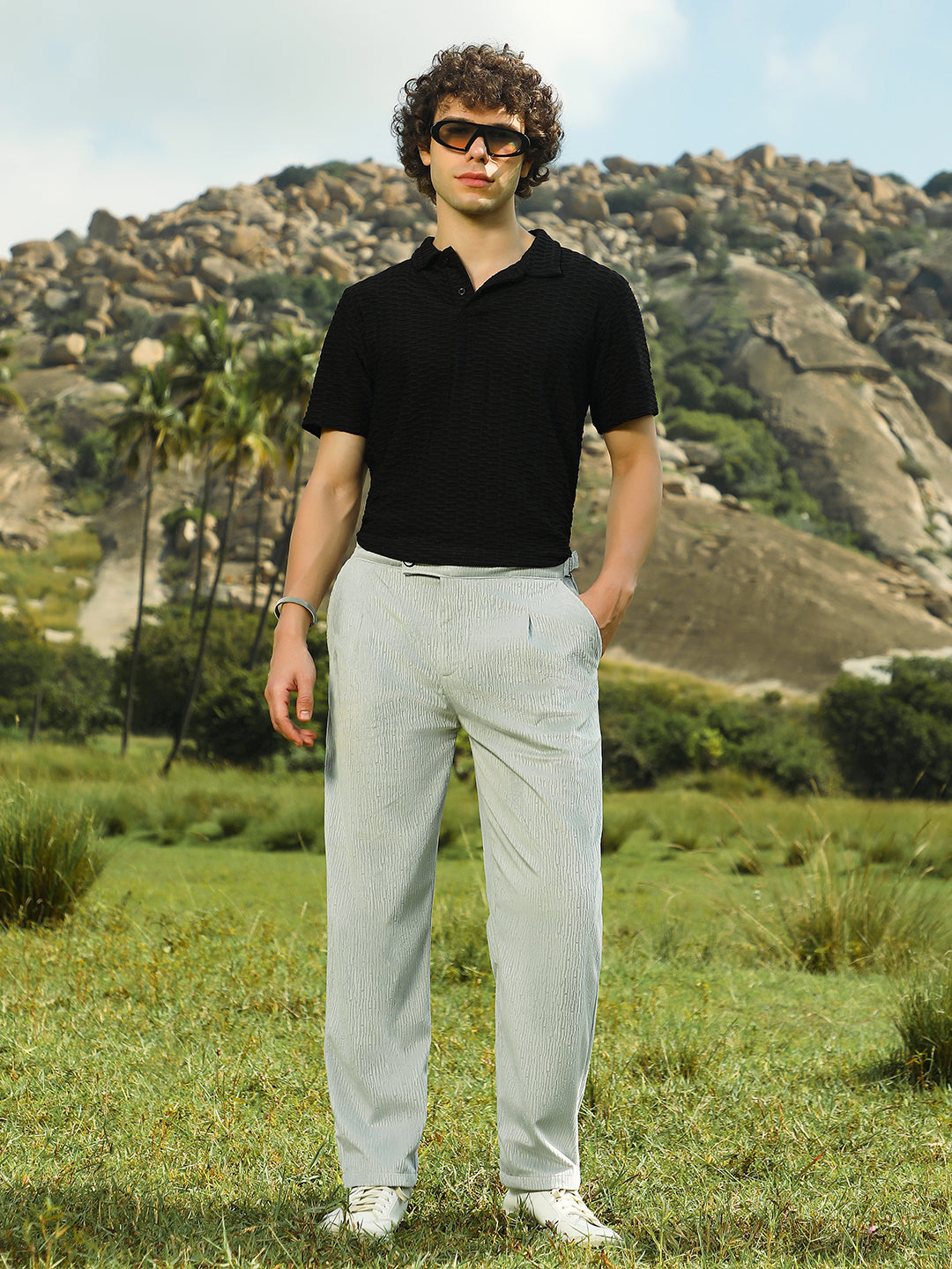 Veined Tailored Trousers