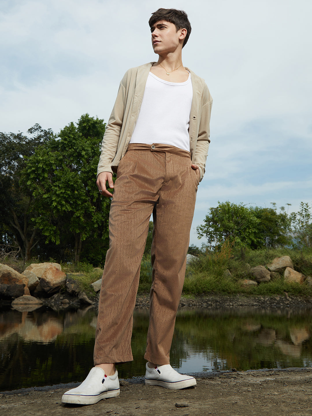 Veined Tailored Trousers