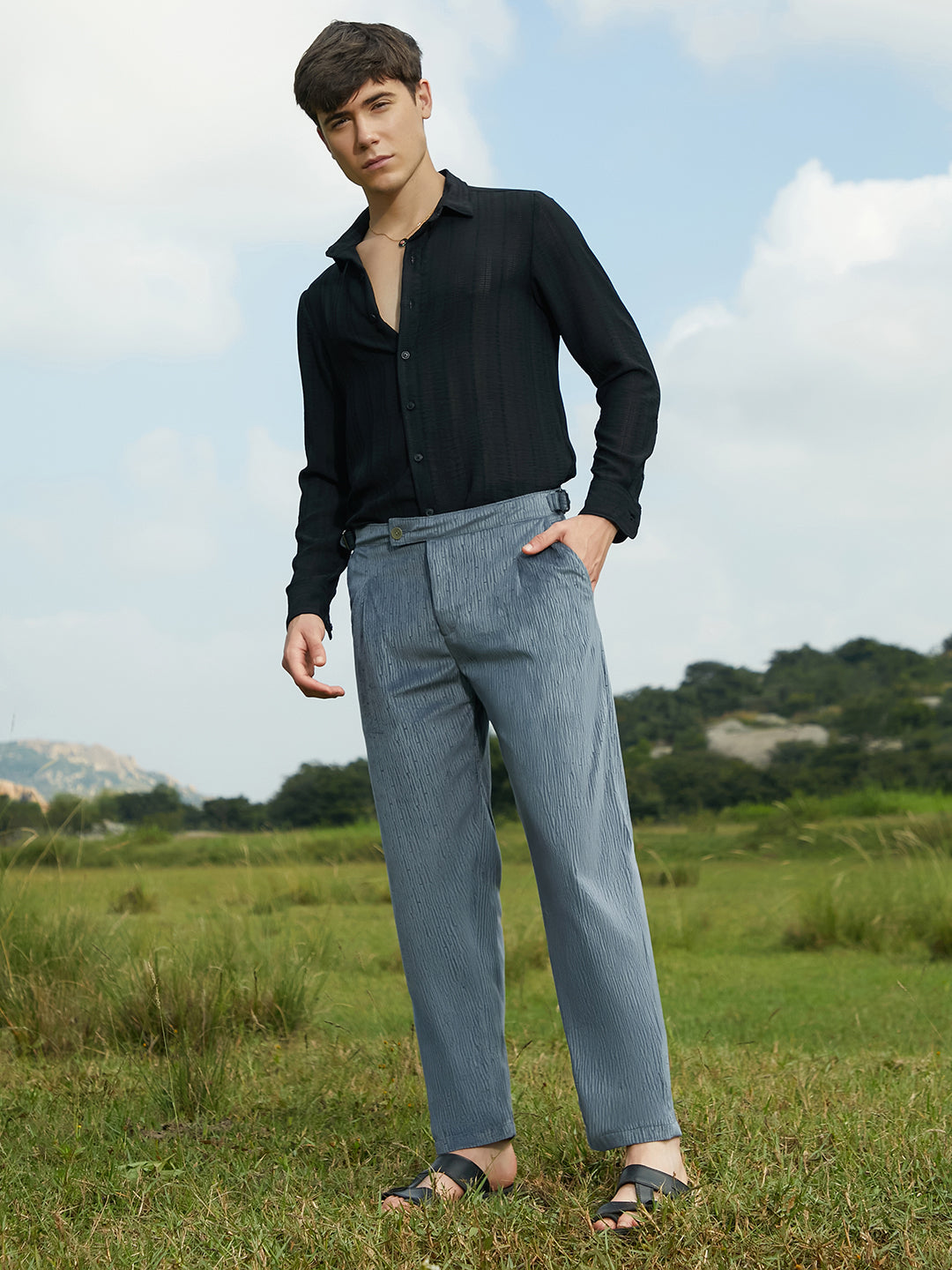 Veined Tailored Trousers