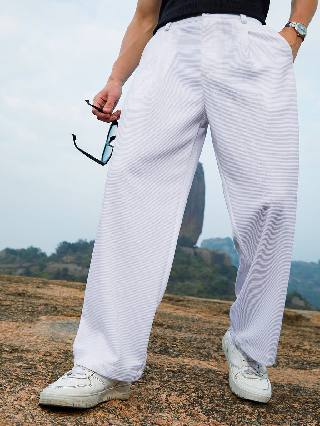 Straight-Fit Ribbed Trousers