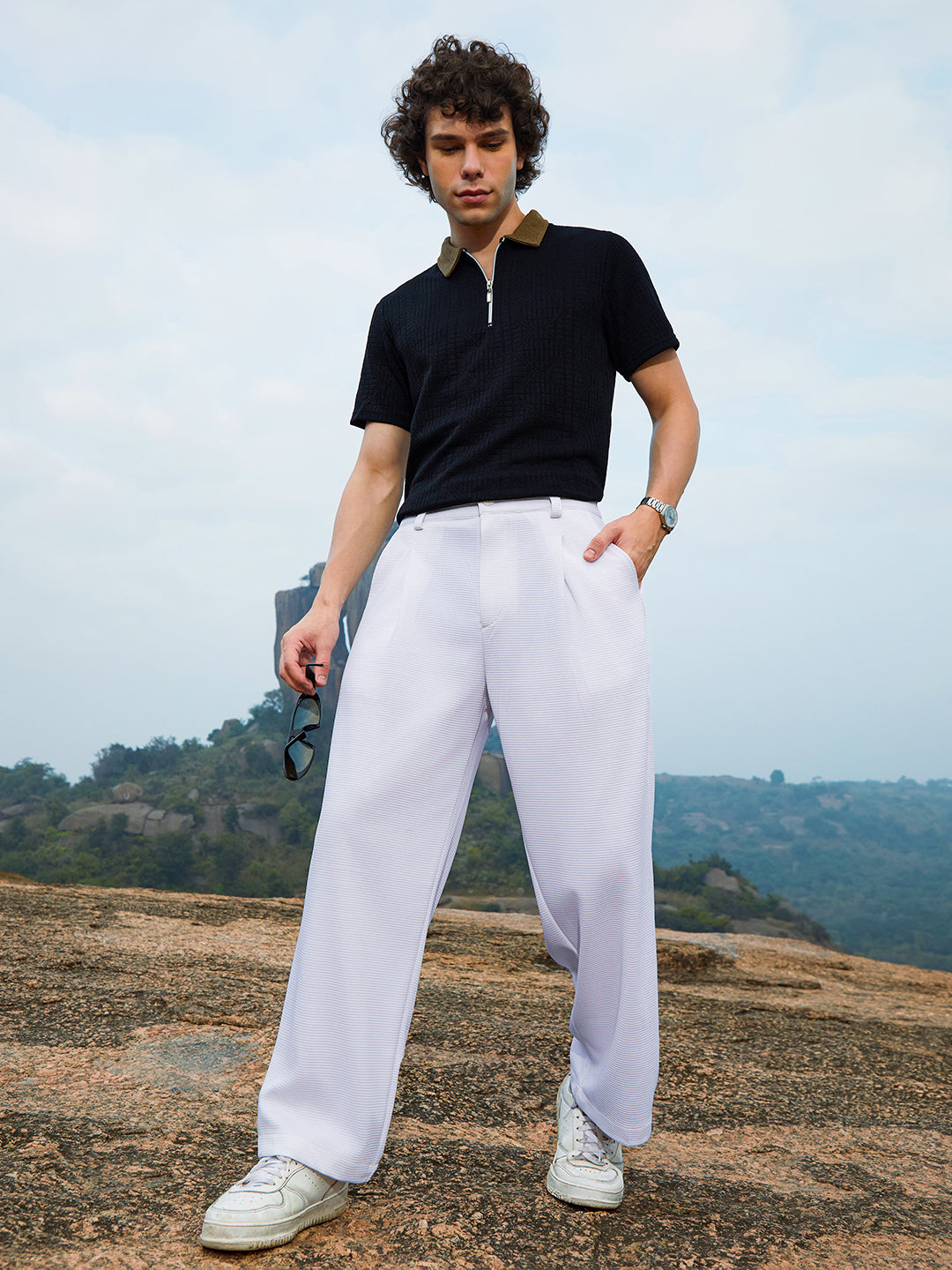 Straight-Fit Ribbed Trousers