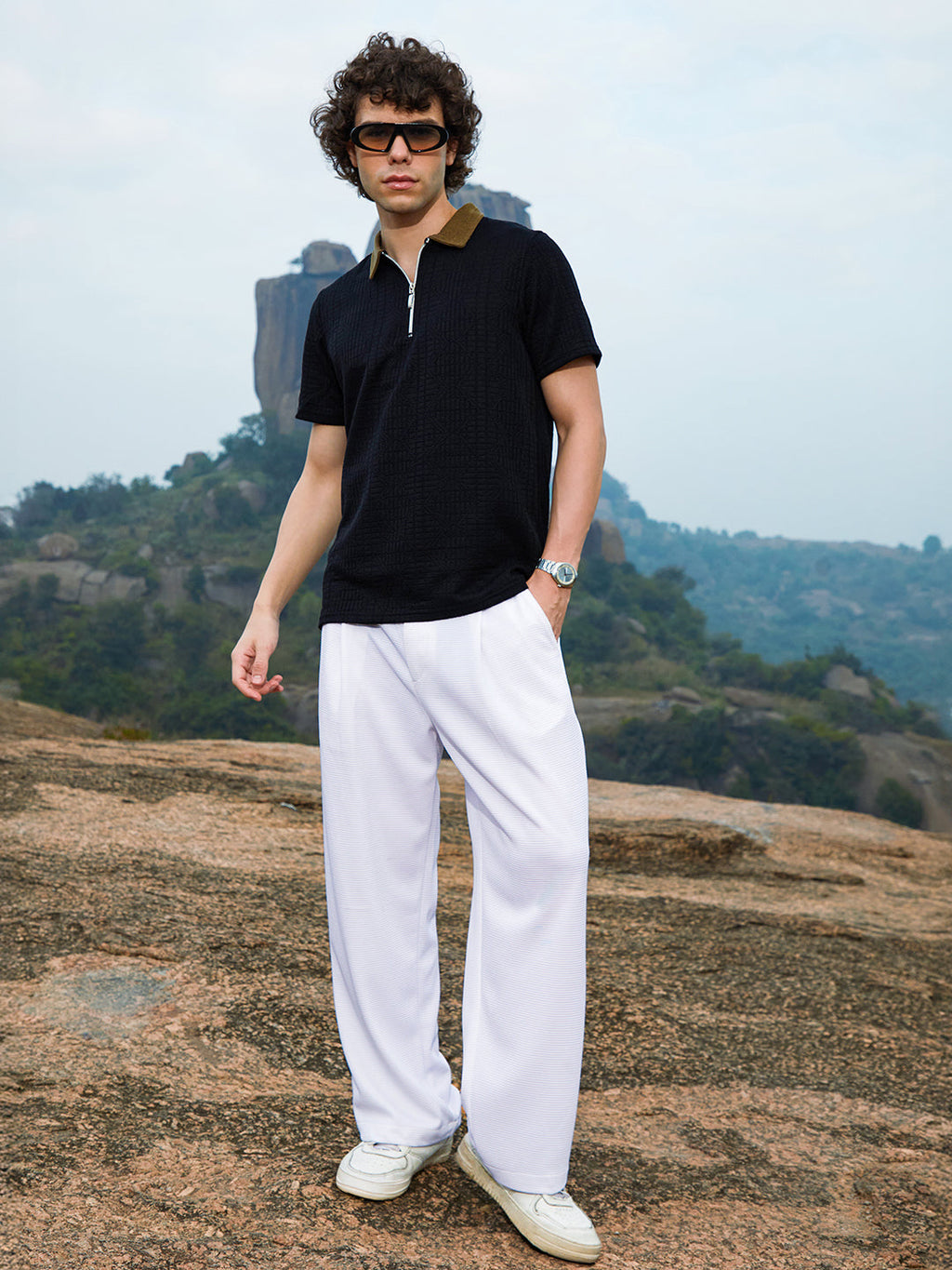 Straight-Fit Ribbed Trousers
