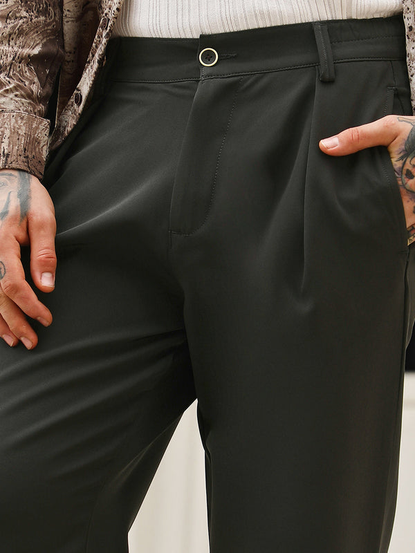 Pleated-Straight Tailored Trousers