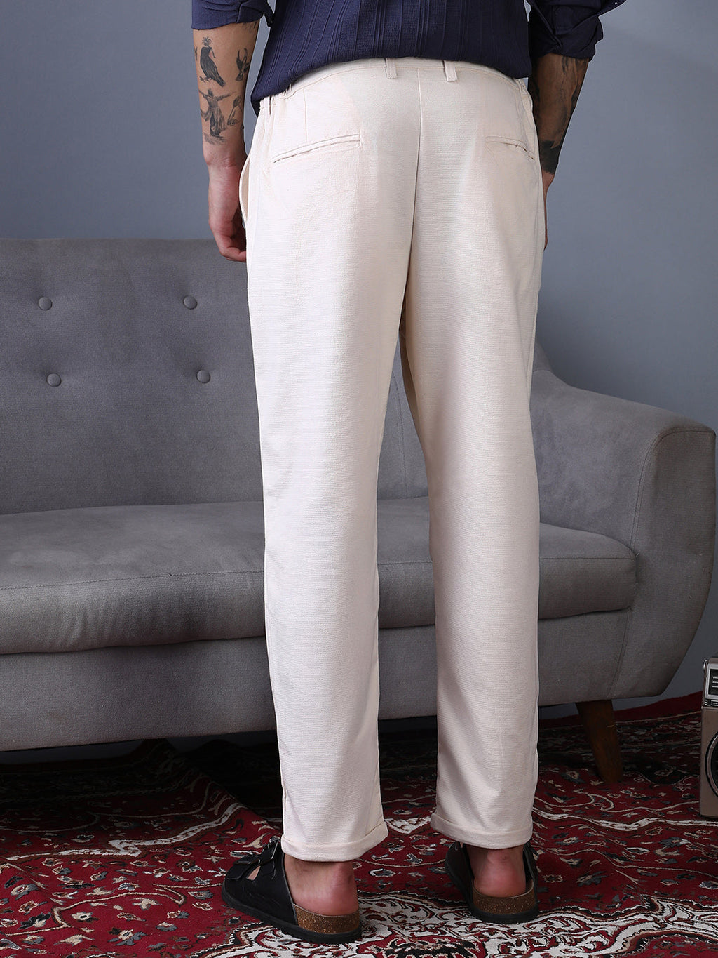 Cuffed Pleated Tailored Trousers