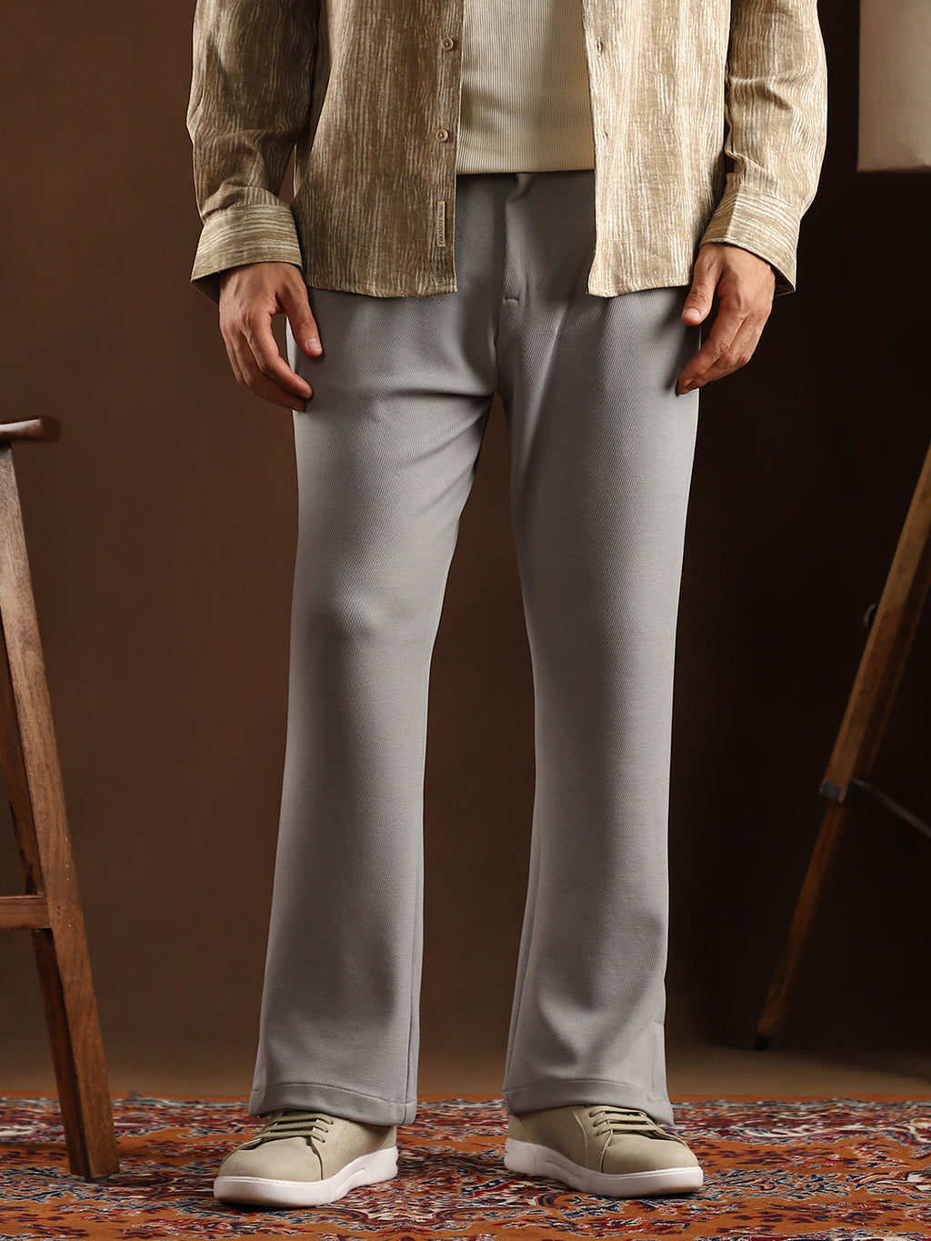 Micro-Waffle Cuffed Trousers