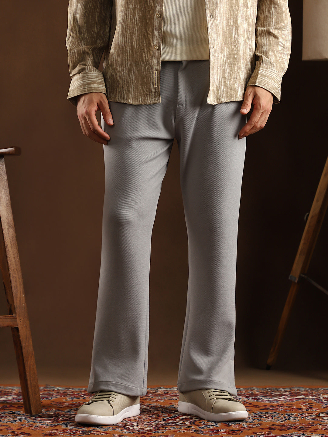 Micro-Waffle Cuffed Trousers