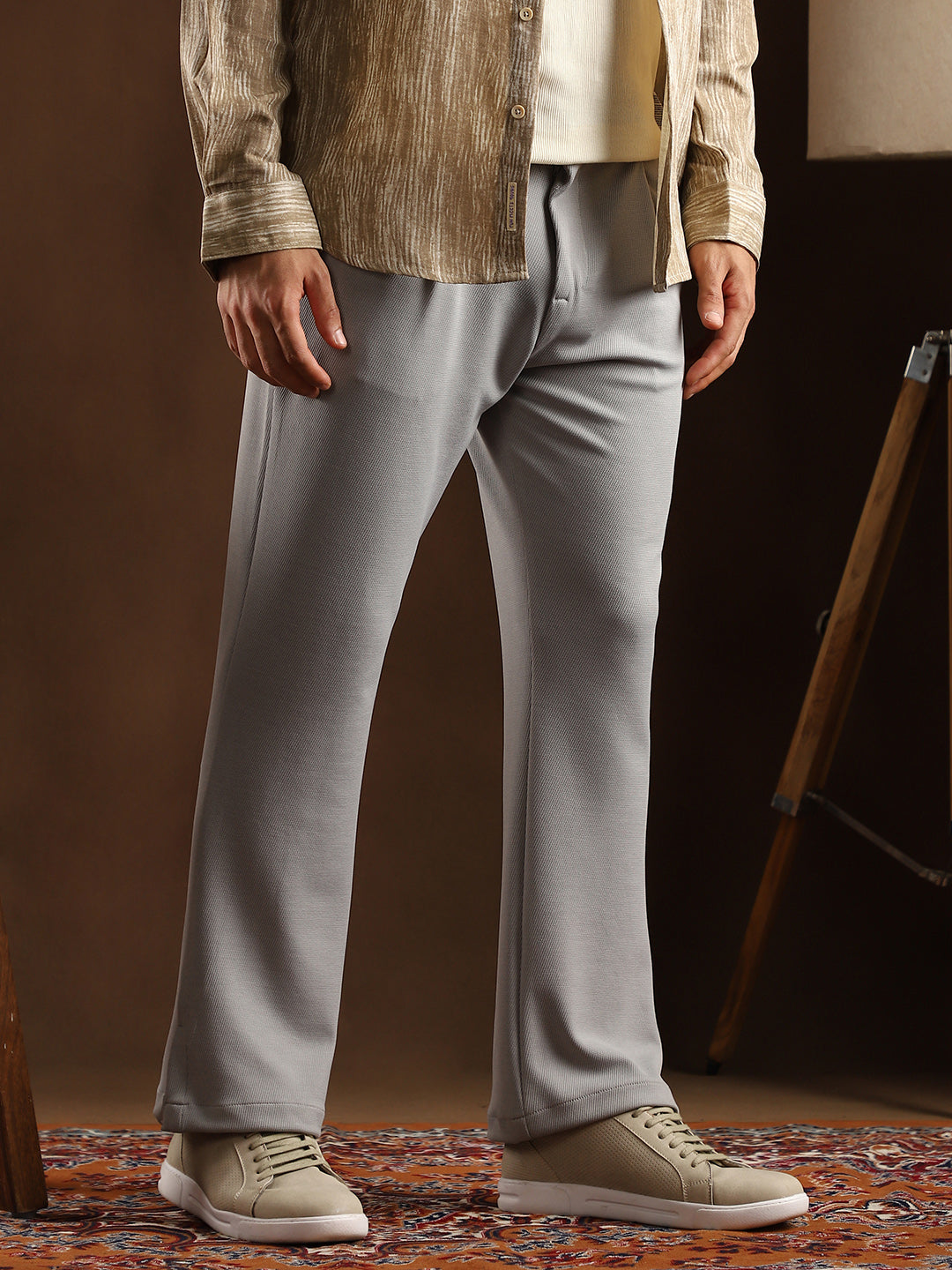 Micro-Waffle Cuffed Trousers