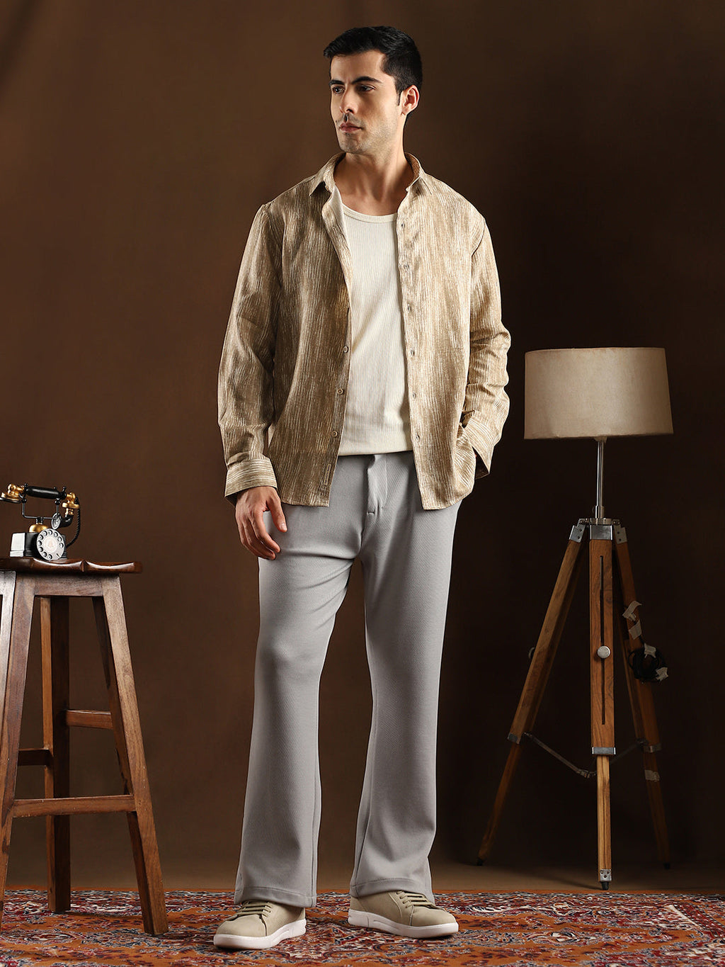 Micro-Waffle Cuffed Trousers