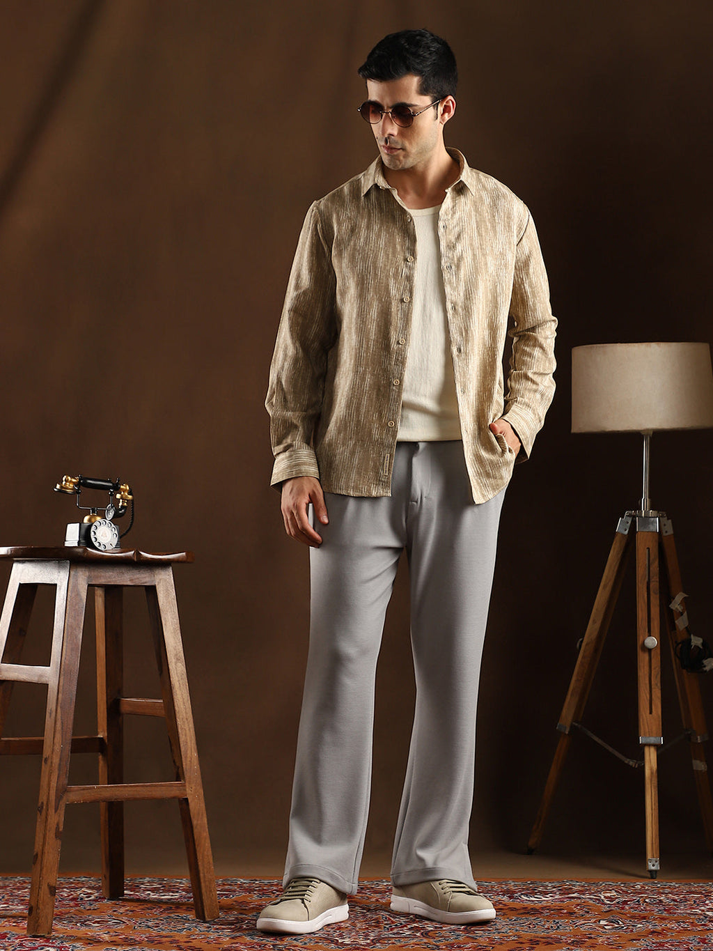 Micro-Waffle Cuffed Trousers