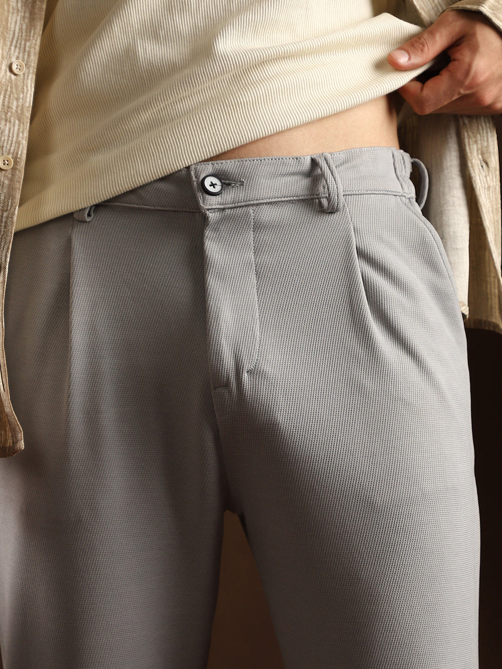 Micro-Waffle Cuffed Trousers