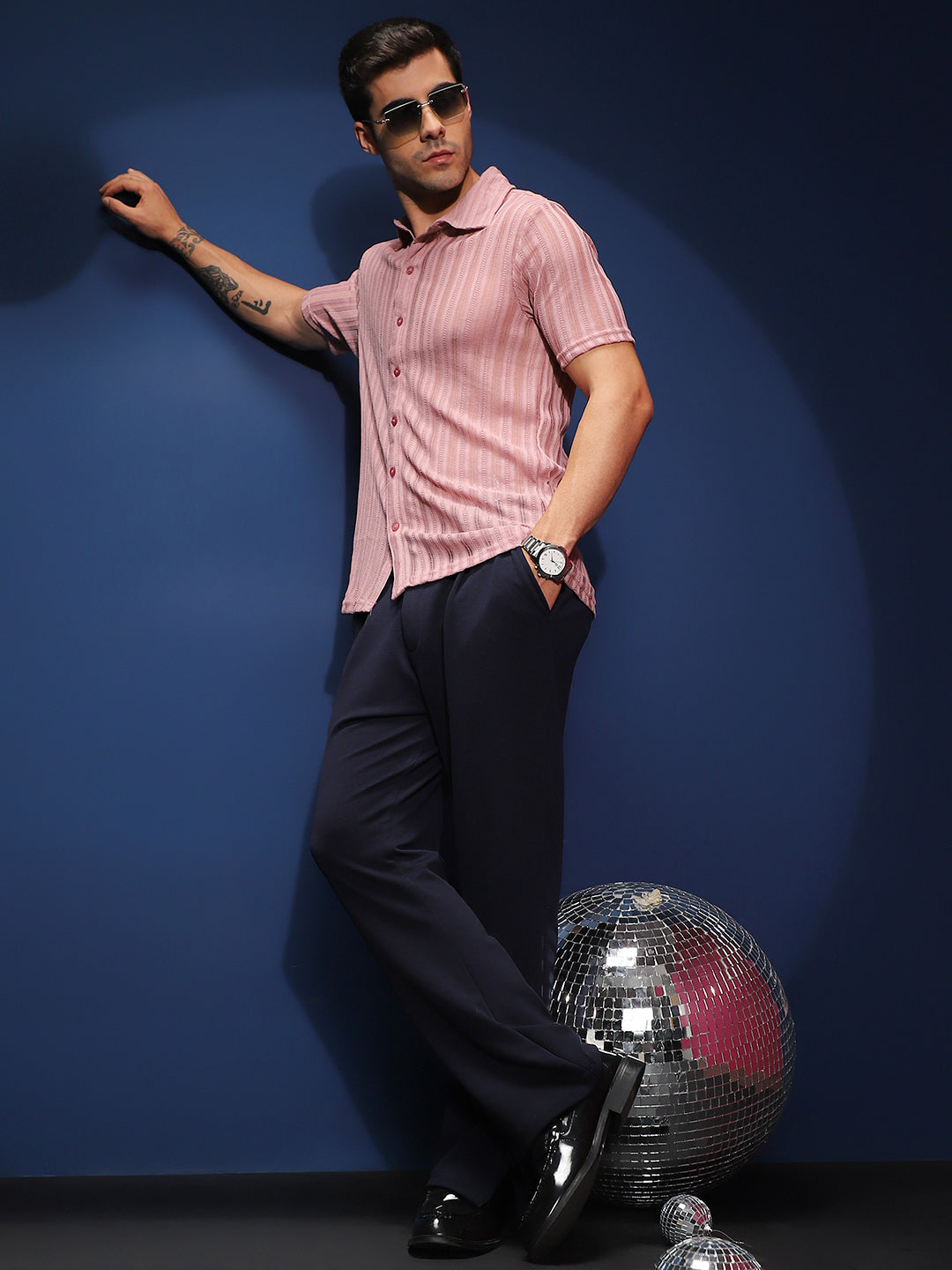 Micro-Waffle Straight Trousers