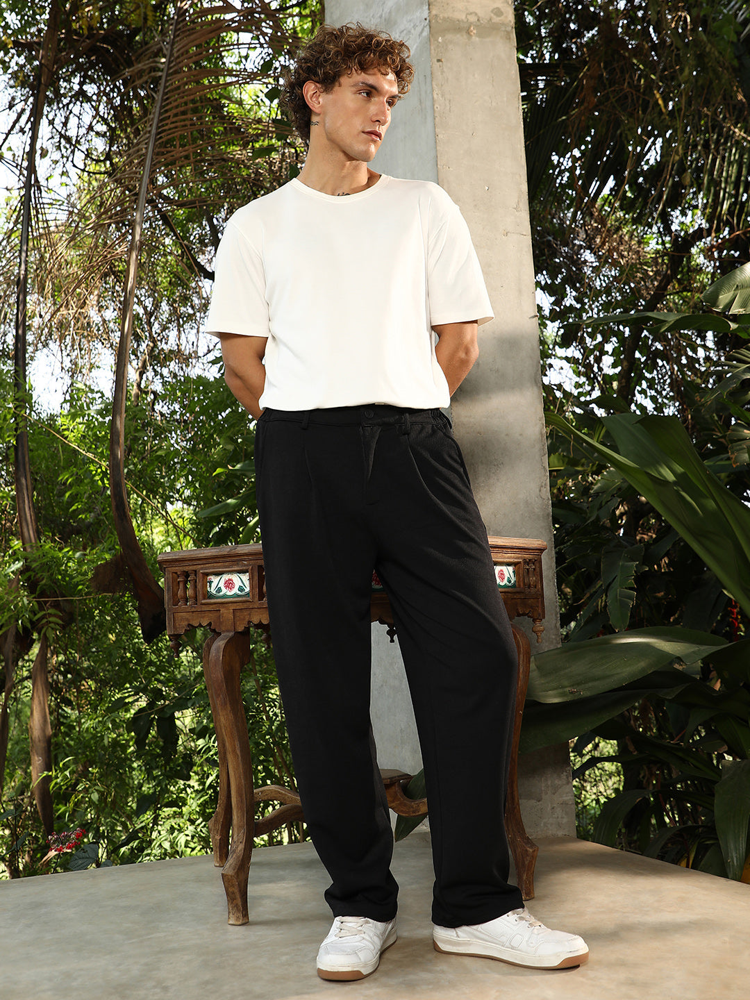 Micro-Waffle Cigrette Trousers