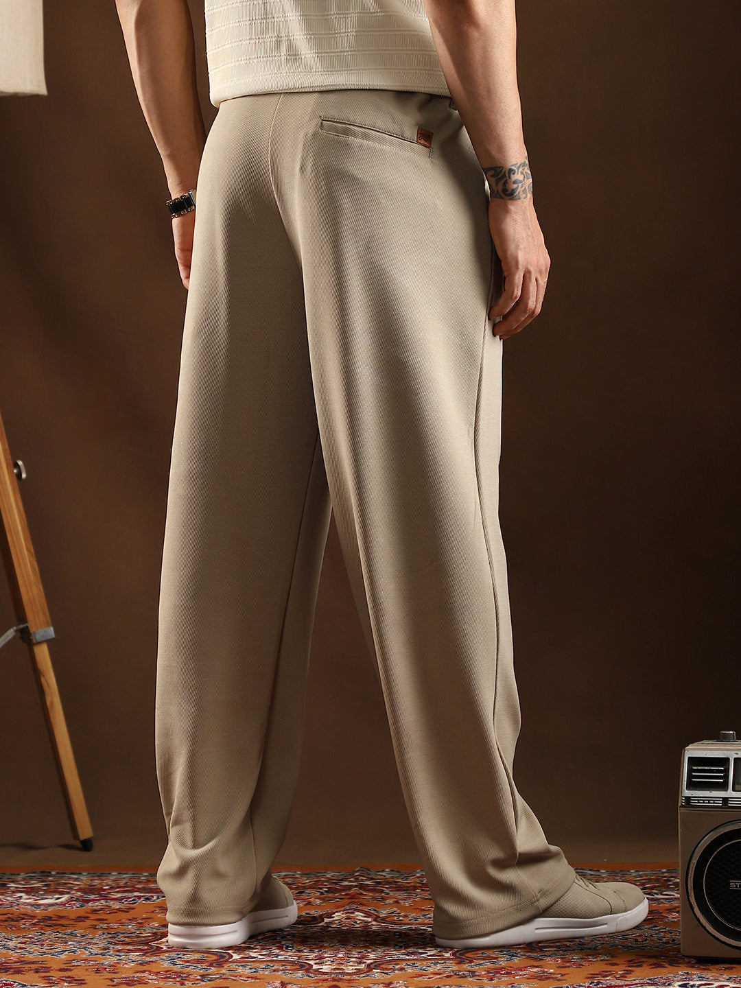 Micro-Waffle Cuffed Trousers