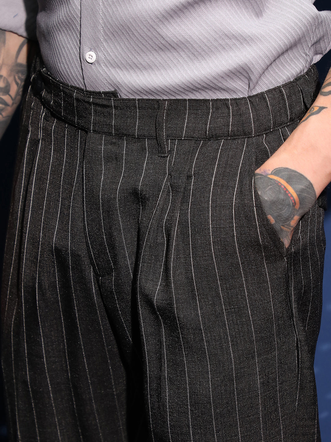 Lightweight - Pinstripe-Pleated Chino Trousers