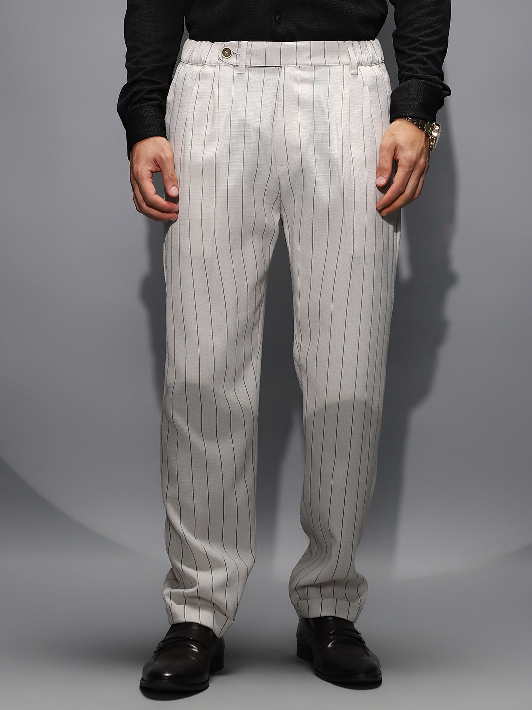 Lightweight - Pinstripe-Pleated Chino Trousers