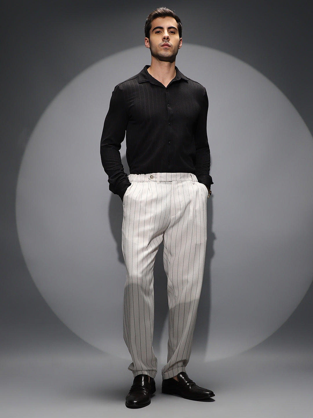 Lightweight - Pinstripe-Pleated Chino Trousers