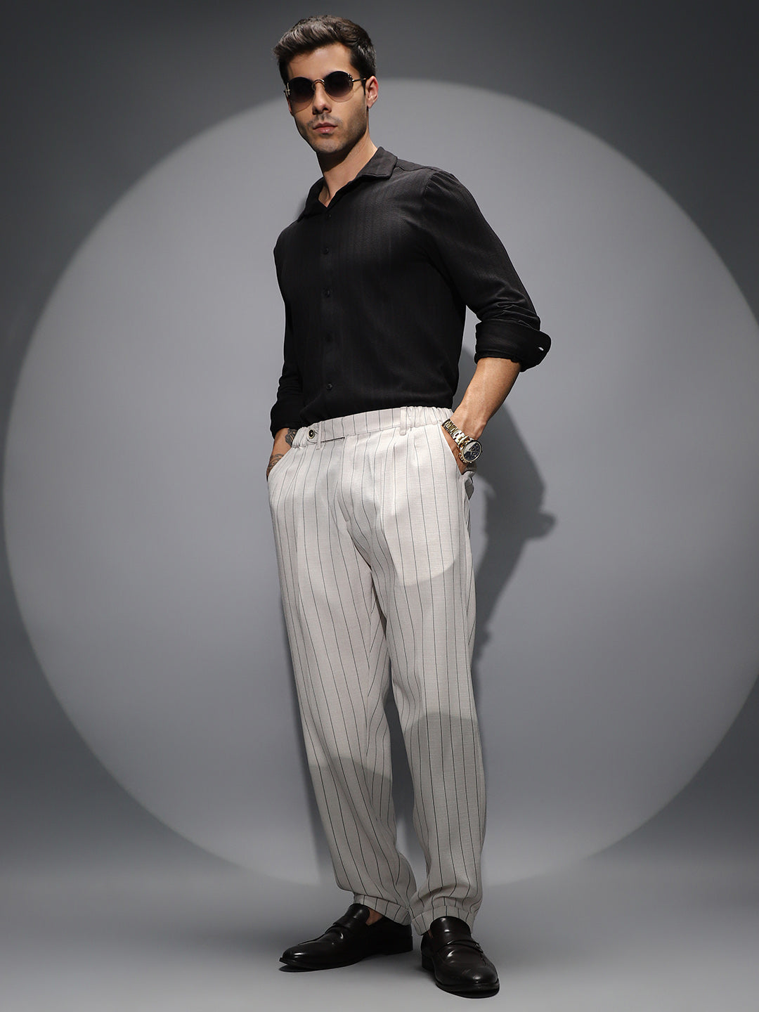 Lightweight - Pinstripe-Pleated Chino Trousers