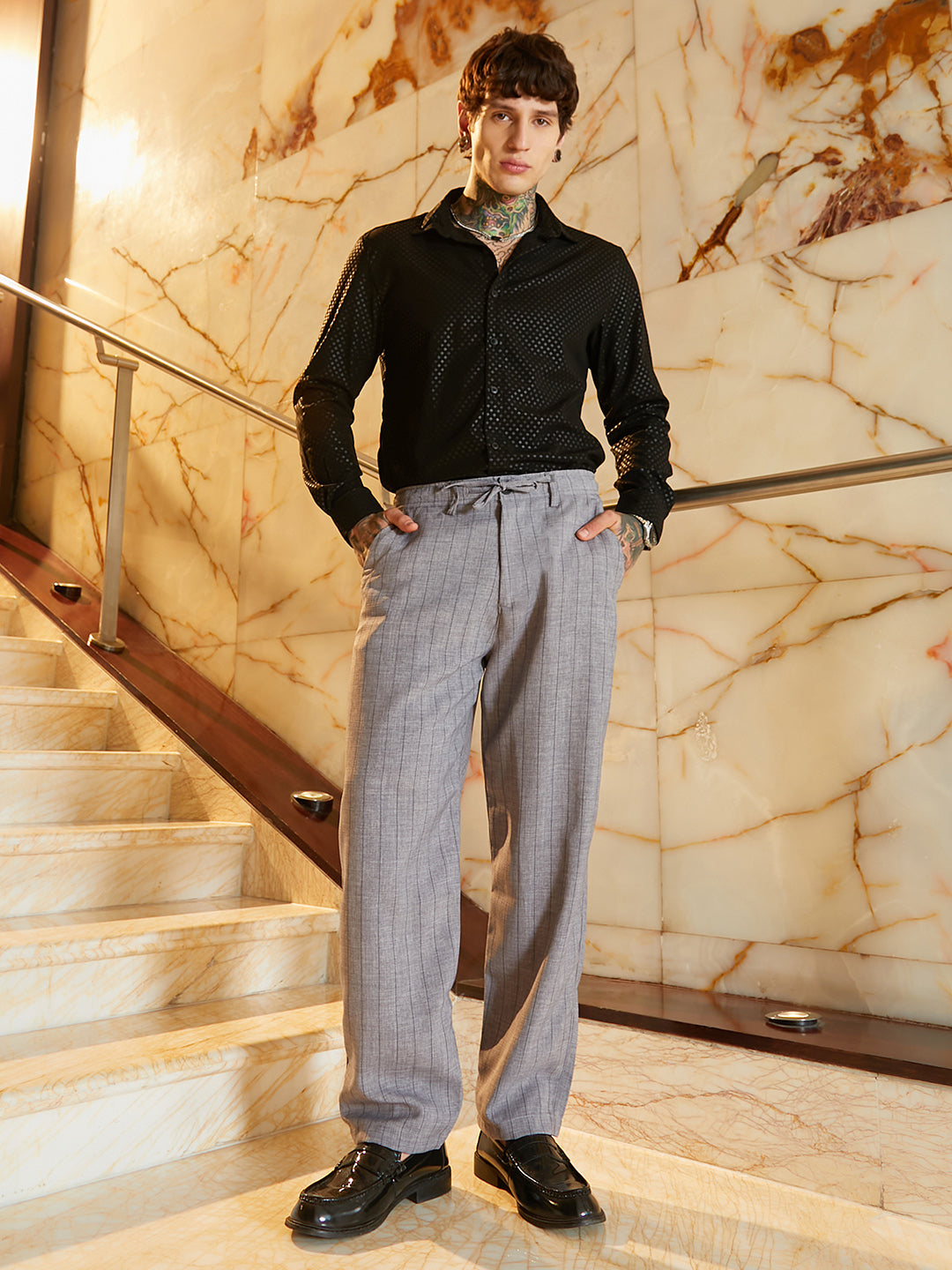 Lightweight - Pinstriped Chino Trousers