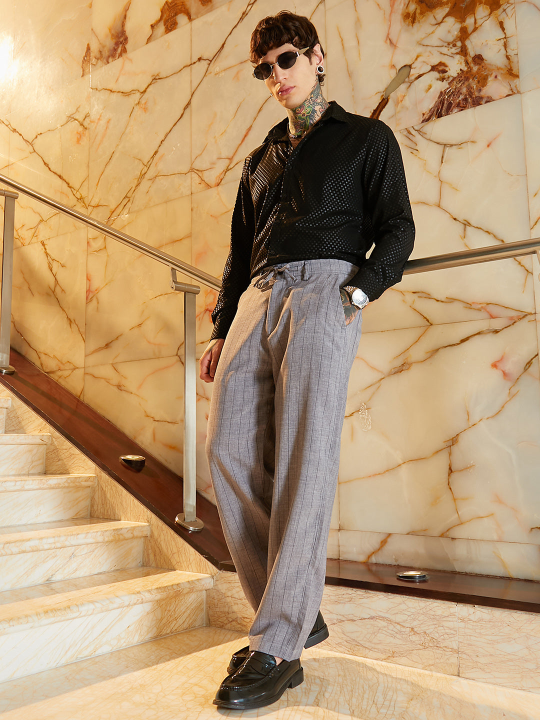 Lightweight - Pinstriped Chino Trousers