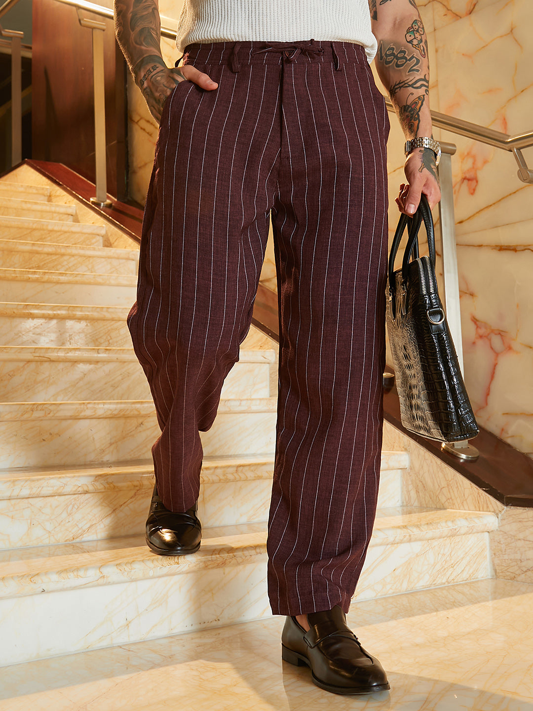 Lightweight - Pinstriped Chino Trousers