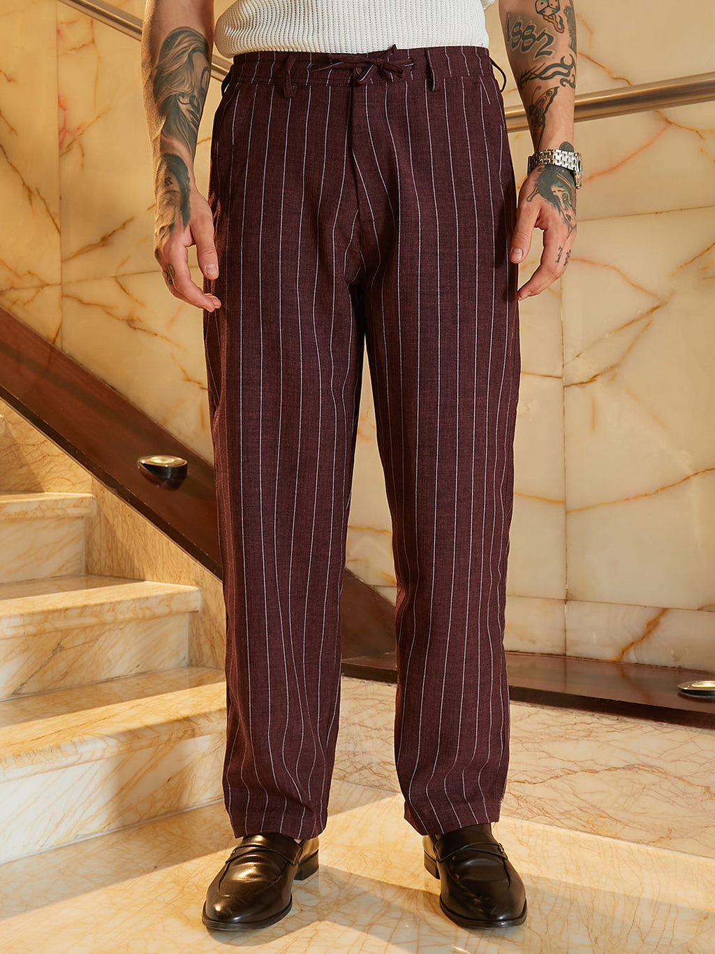 Lightweight - Pinstriped Chino Trousers