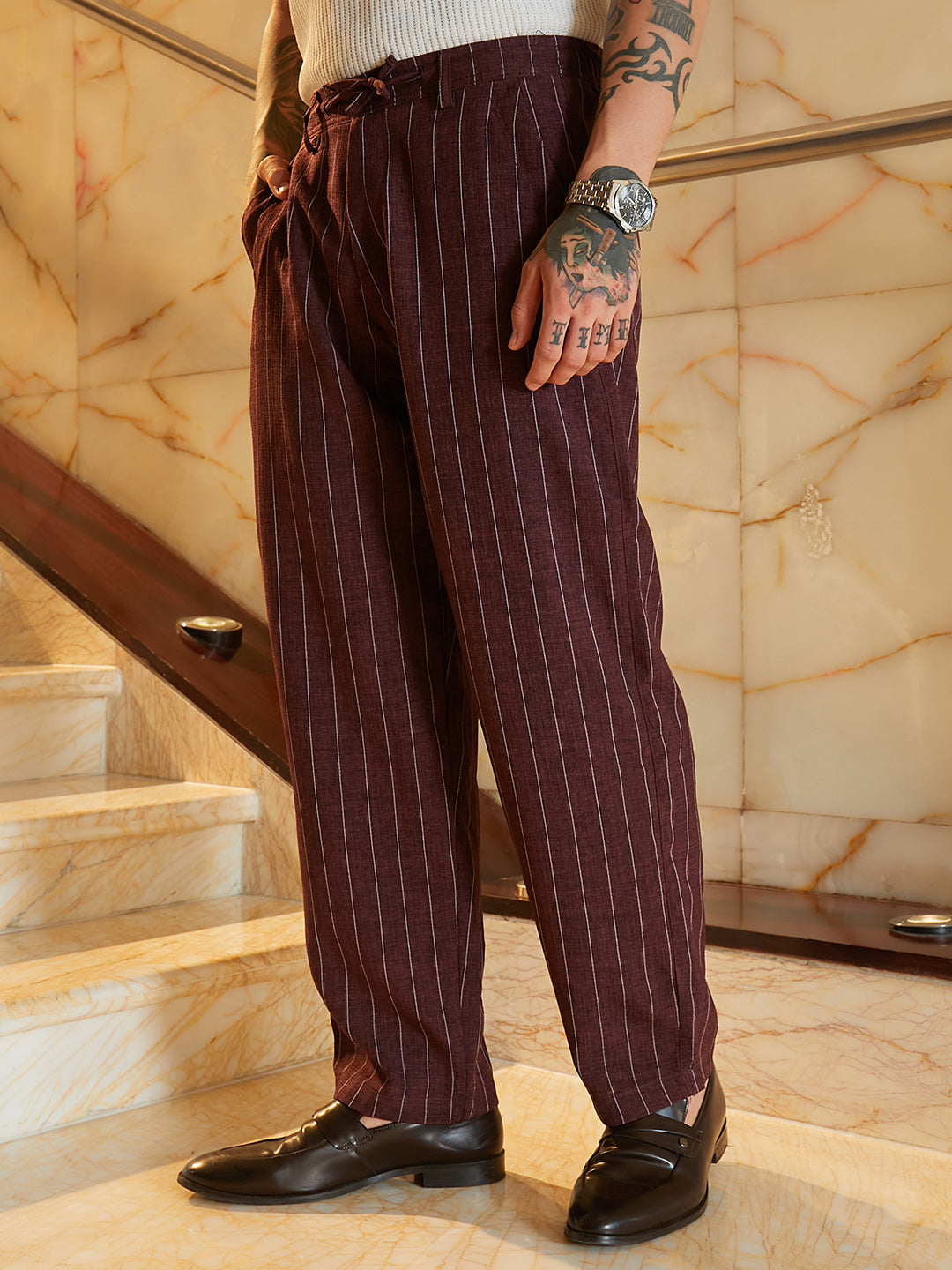 Lightweight - Pinstriped Chino Trousers