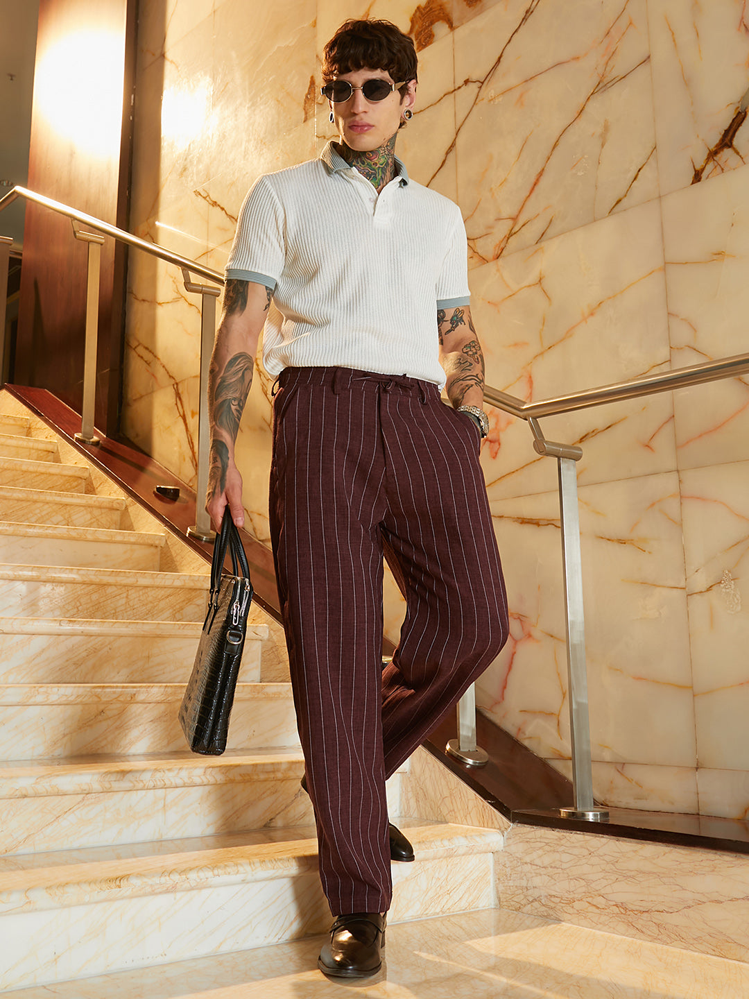 Lightweight - Pinstriped Chino Trousers