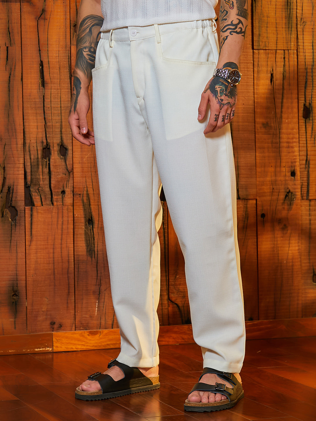 Straight Linen-Blend Trousers