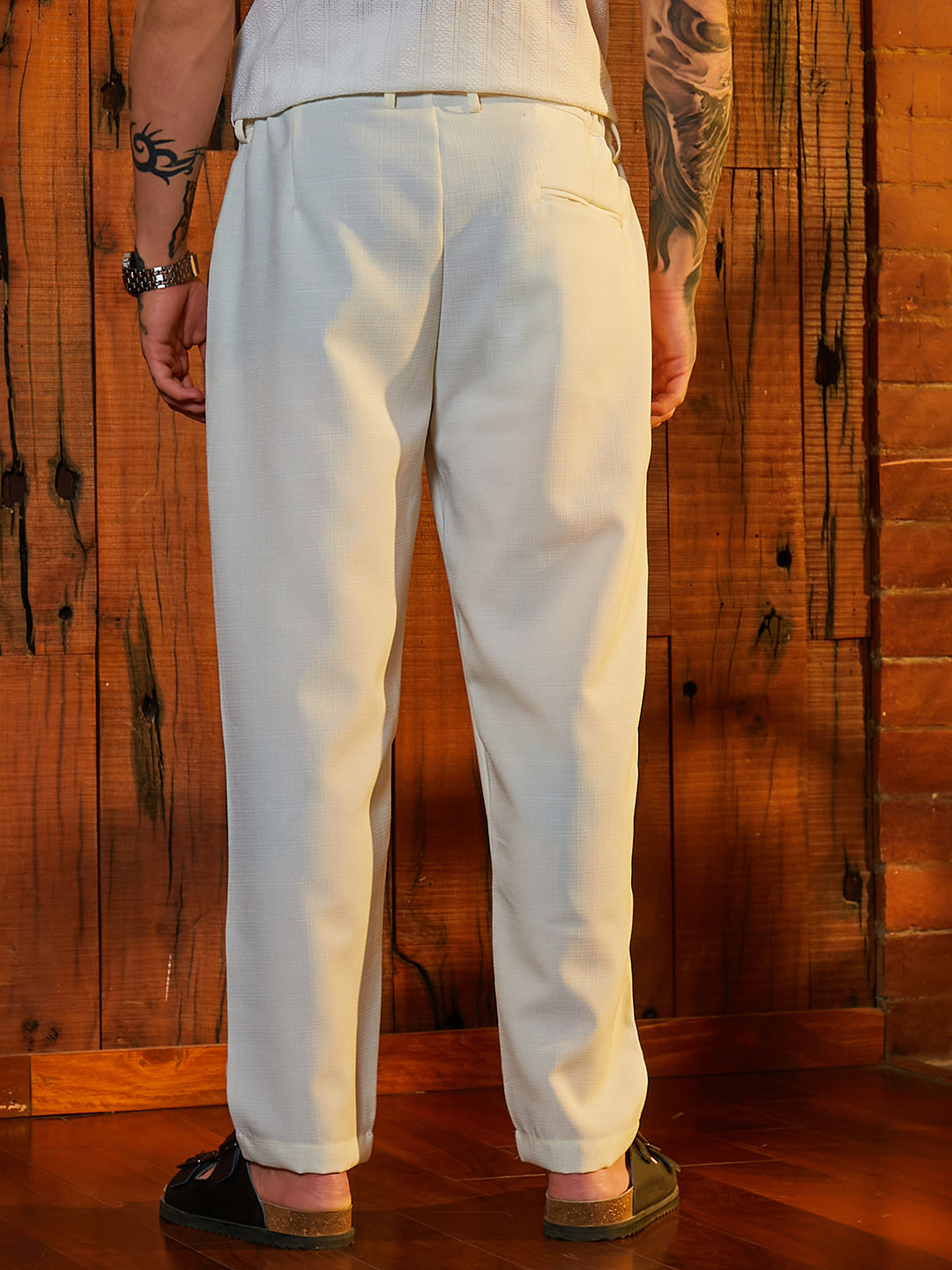 Straight Linen-Blend Trousers