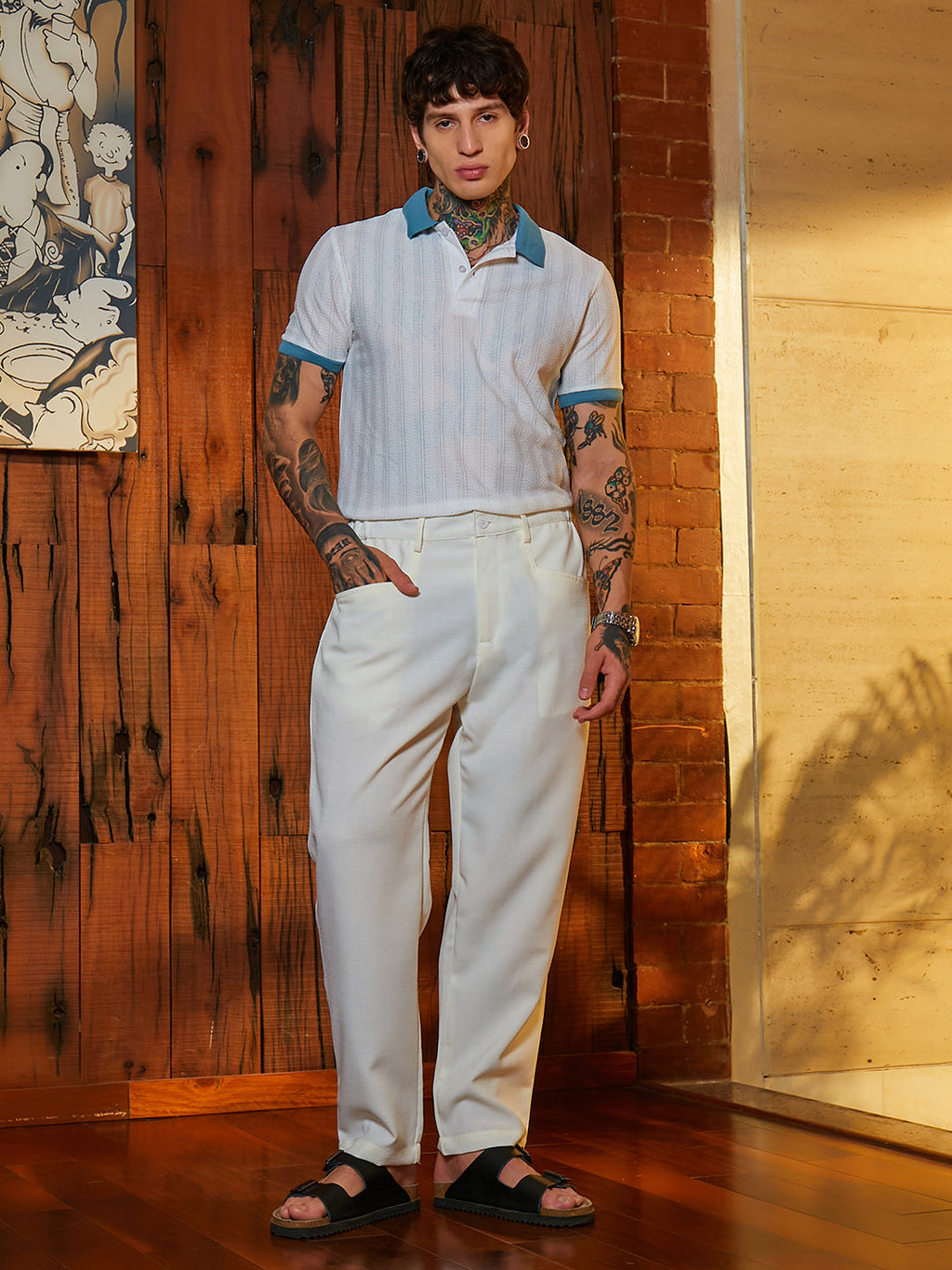 Straight Linen-Blend Trousers