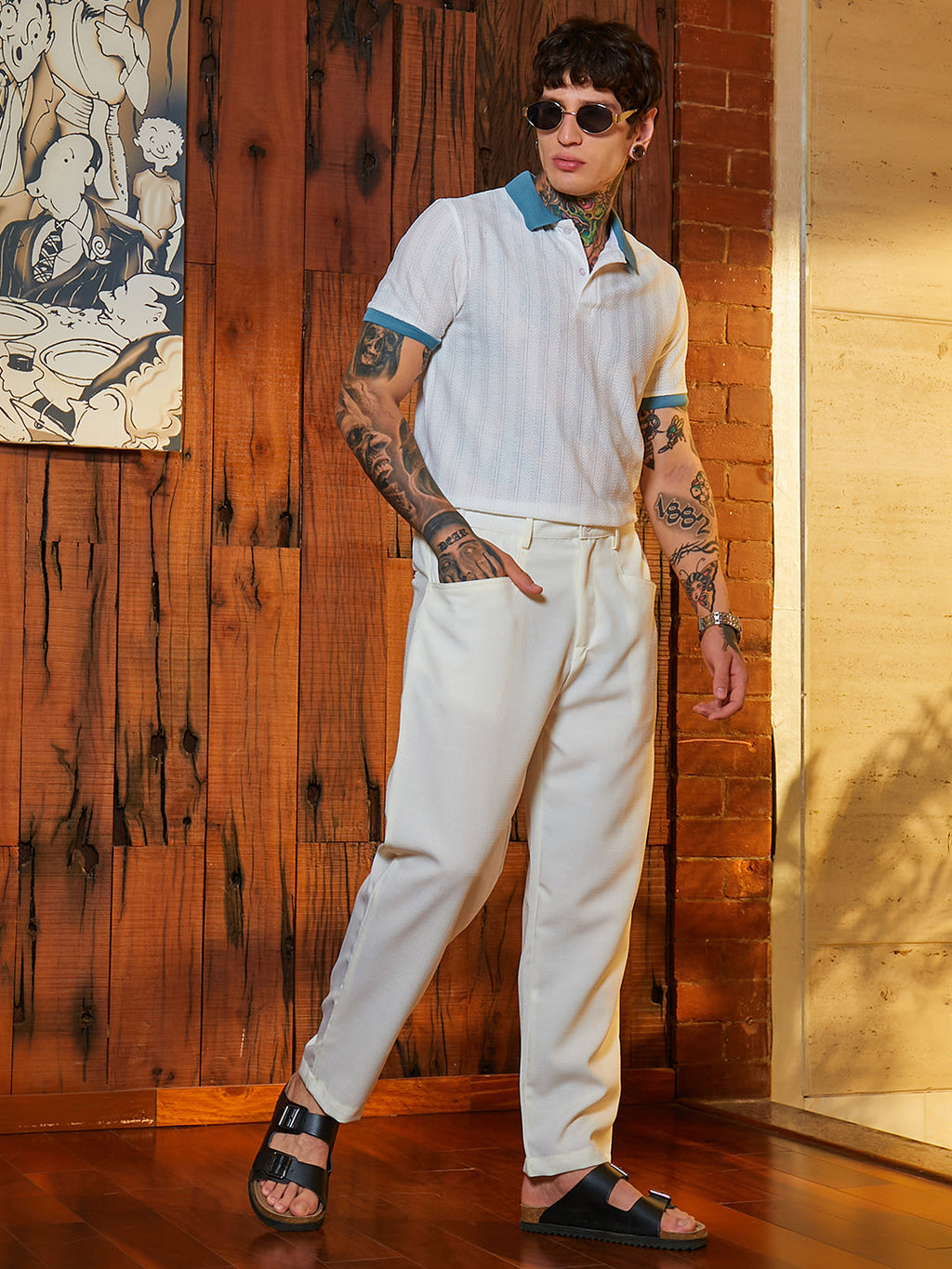 Straight Linen-Blend Trousers