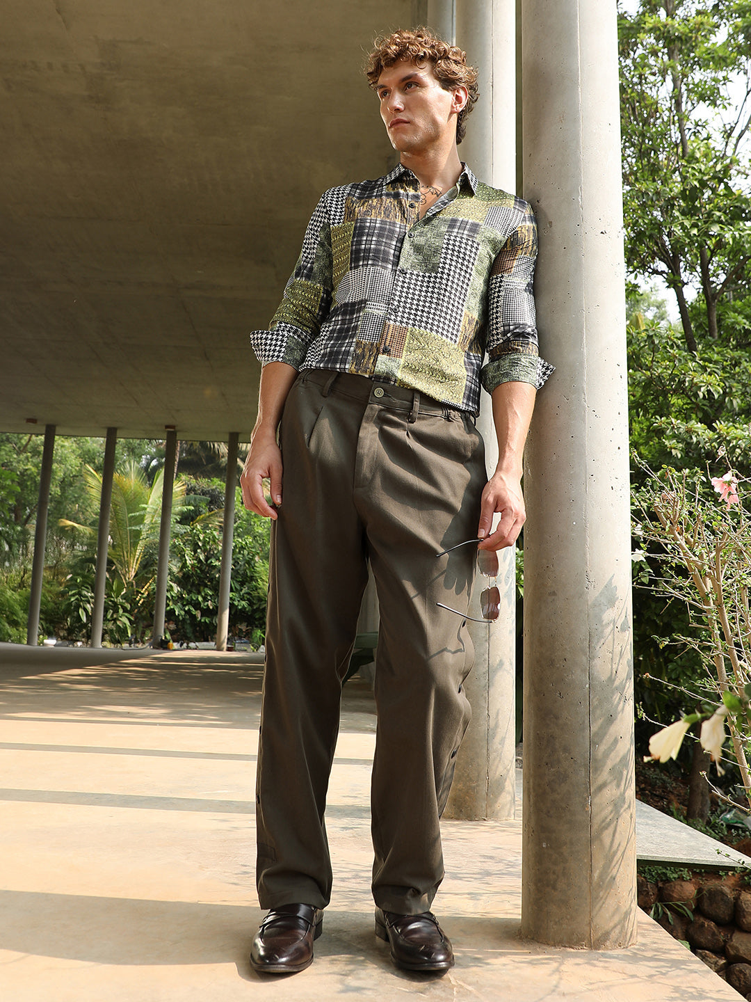 Side-Snap Straight Trousers