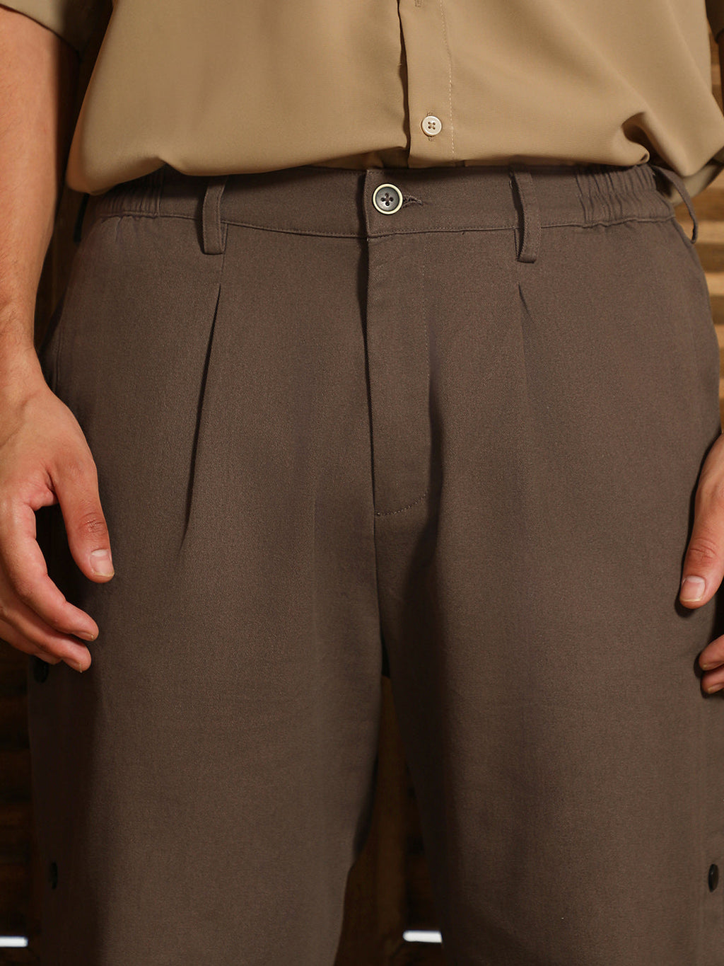 Side-Snap Straight Trousers