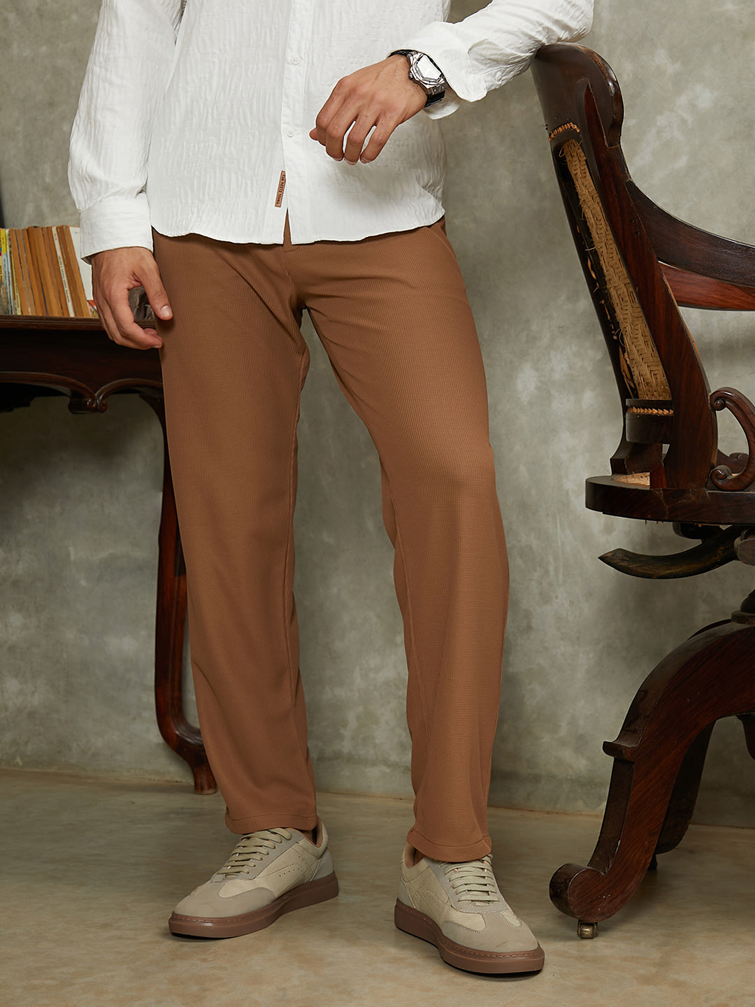 Micro-Waffle Chino Trousers