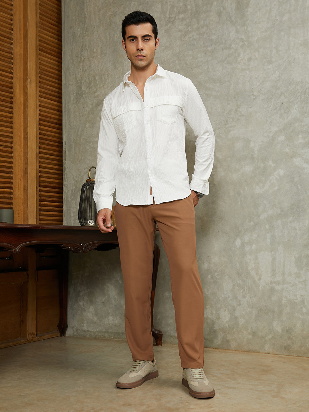 Micro-Waffle Chino Trousers