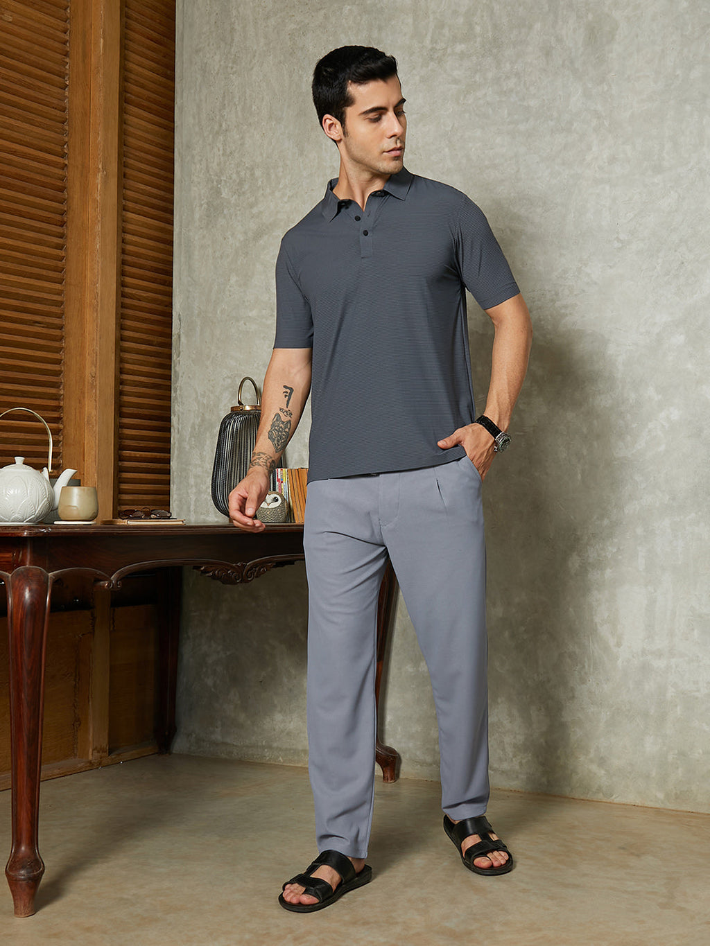 Micro-Waffle Chino Trousers