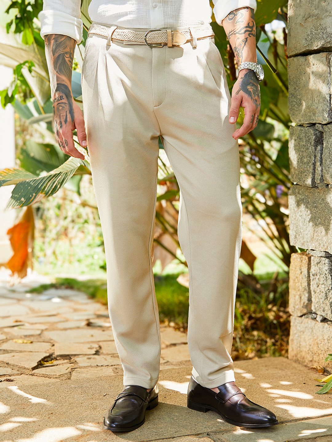 Micro-Waffle Chino Trousers