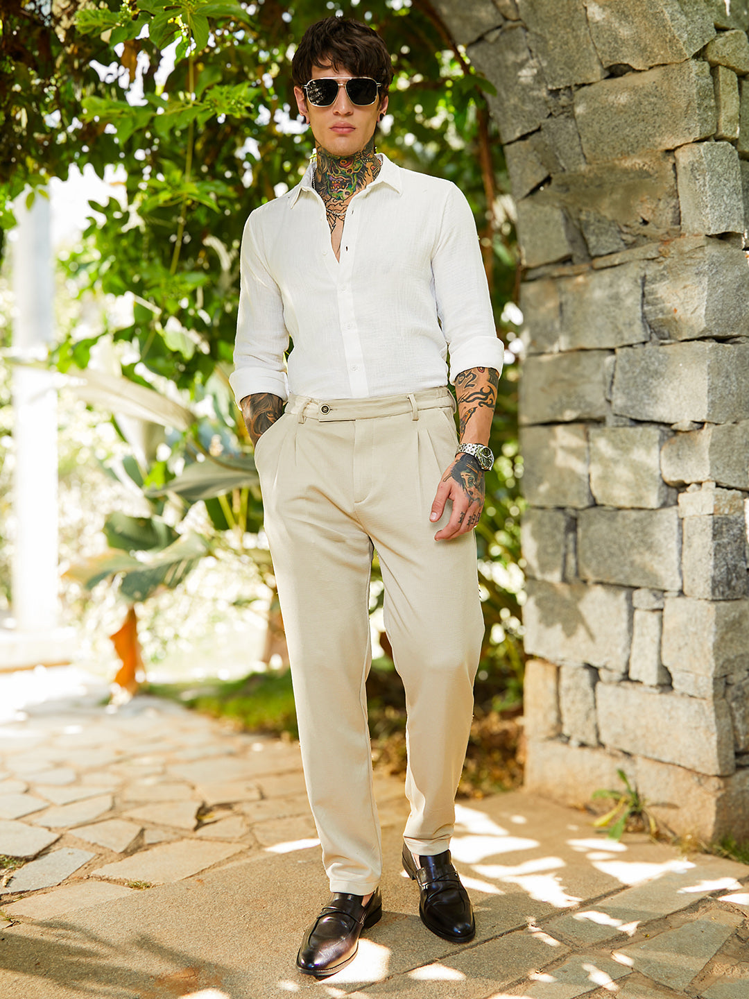 Micro-Waffle Chino Trousers